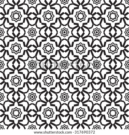 geometric floral Asian monochrome seamless pattern - illustration