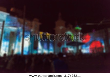 Light projection festival theme creative abstract blur background with bokeh effect