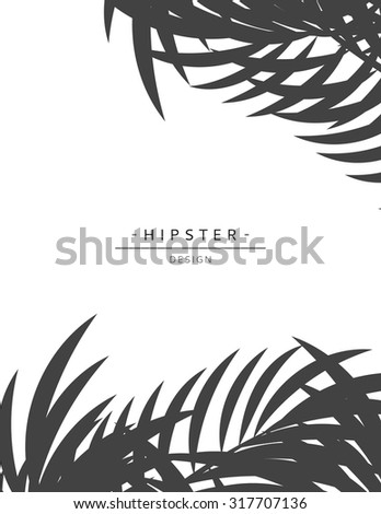 Exotic background with gray palm leaves for design in hipster style.