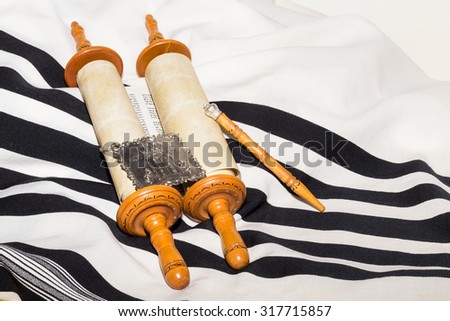 Sefer Torah (Bible), With talit.  Royalty-Free Stock Photo #317715857