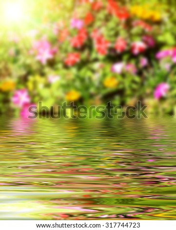 Beautiful surface rippled of water and blur nature background