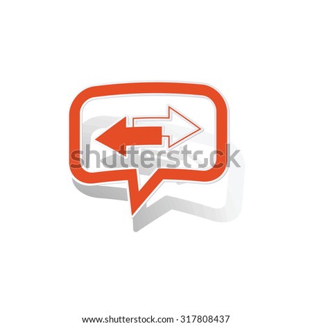 Opposite message sticker, orange chat bubble with image inside, on white background