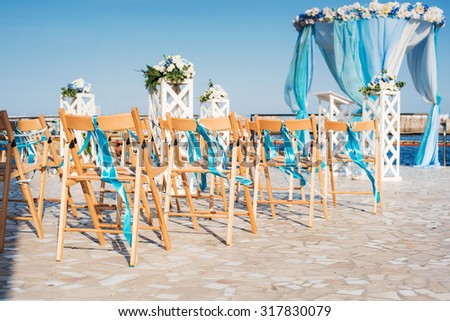 beautiful wedding setting up on beach