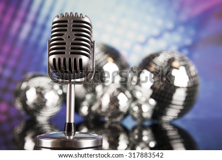 Retro microphone and Music background