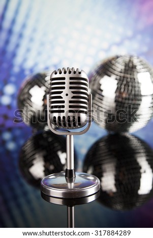 Vintage microphone and Music background