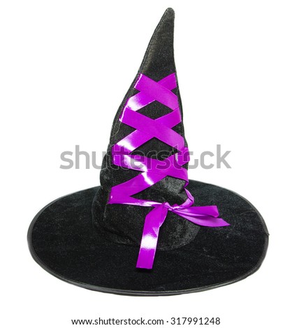 Photo of witch hat isolated on white background