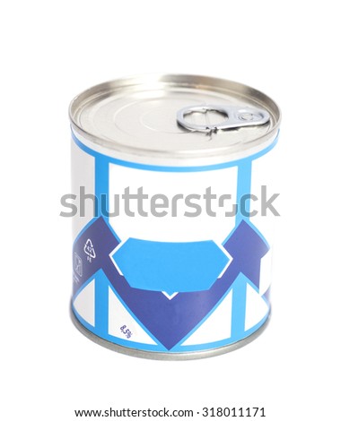 Condensed milk tin can isolated on white Royalty-Free Stock Photo #318011171