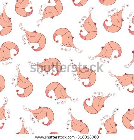 Seamless pattern with shrimp
