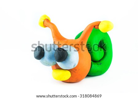 snail , clay on white background