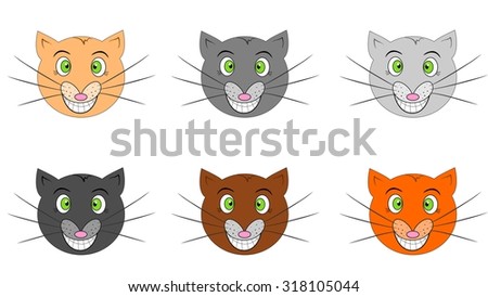illustration of funny and cheerful cats in the childrens style.
