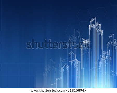 city Background architectural vector with drawings of modern  Royalty-Free Stock Photo #318108947