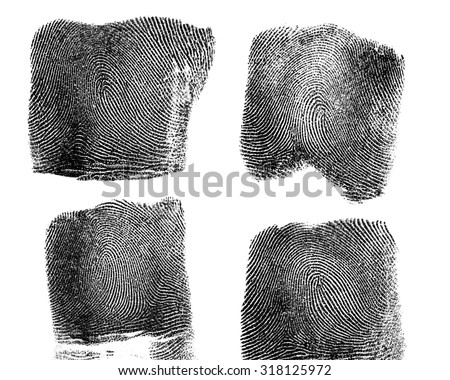 Set of fingerprint on white background