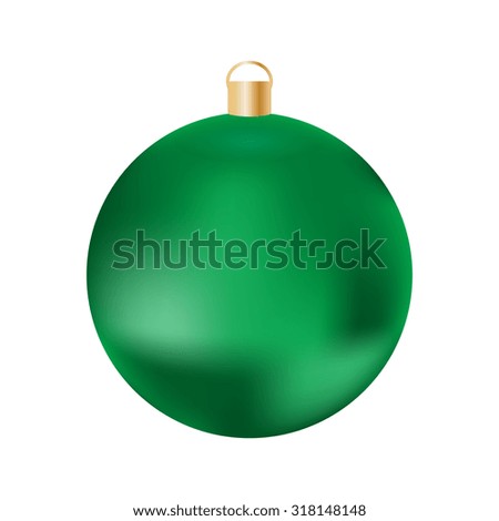Green Christmas ball on white background