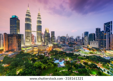 Kuala Lumpur, Malaysia city skyline. Royalty-Free Stock Photo #318161321