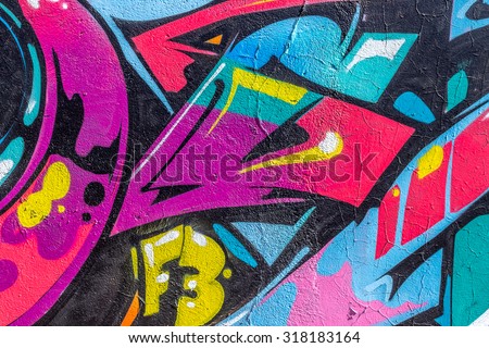 Beautiful street art graffiti. Abstract creative drawing fashion colors on the walls of the city. Urban Contemporary Culture Royalty-Free Stock Photo #318183164