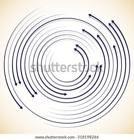 Concentric circulating, rotating arrows, circle arrows. Vector.