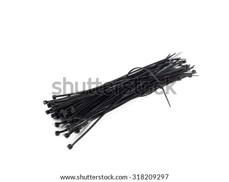 black cable ties isolated on white background