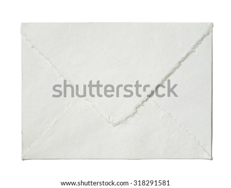 envelope isolated on white background, made of mulberry paper