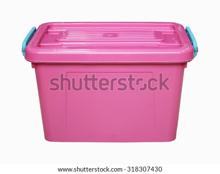 pink plastic box isolated on white Royalty-Free Stock Photo #318307430