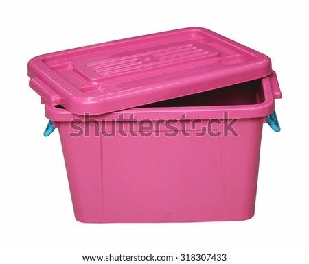 pink plastic box isolated on white Royalty-Free Stock Photo #318307433