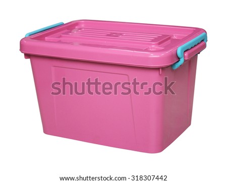 pink plastic box isolated on white with clippingpath Royalty-Free Stock Photo #318307442
