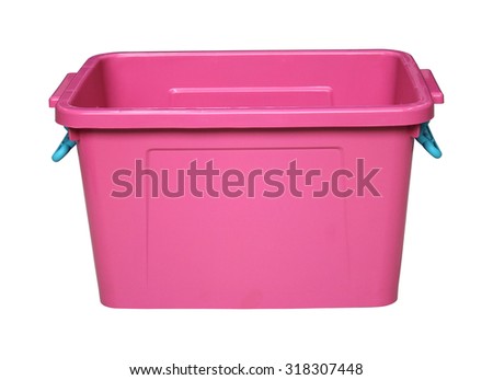 pink plastic box isolated on white with clippingpath Royalty-Free Stock Photo #318307448