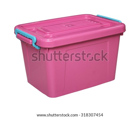 pink plastic box isolated on white Royalty-Free Stock Photo #318307454