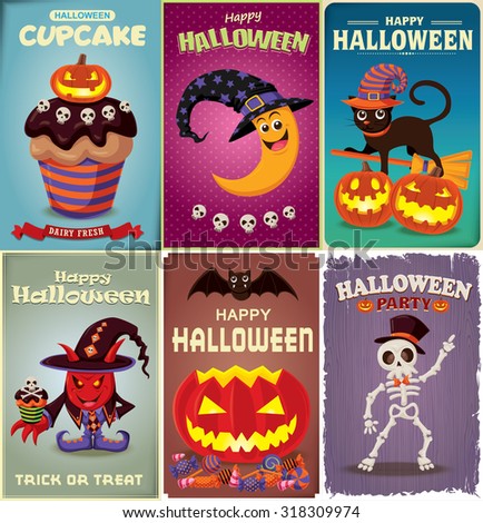 Vintage Halloween poster design set