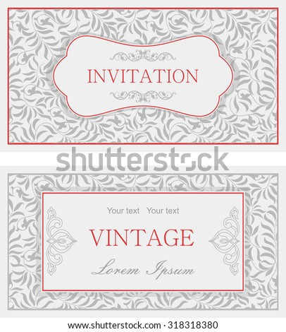 set of floral invitation cards