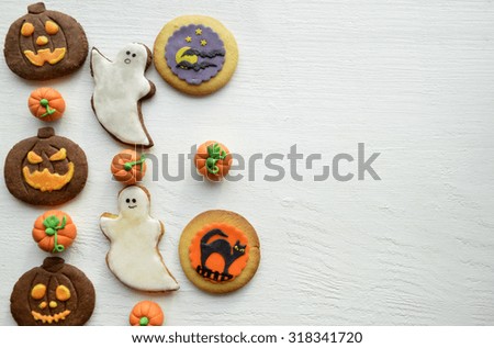Halloween cookies.Composition for Halloween with sweets 
