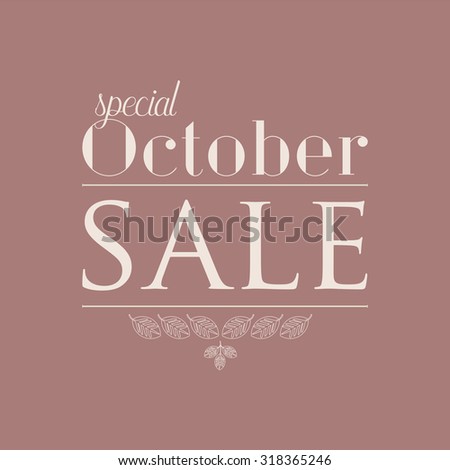  Hand lettered text about autumn sales, leaves