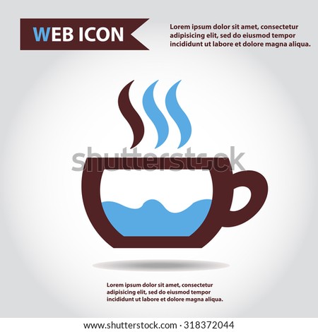 Cup web icon with vapor, flat, vector.