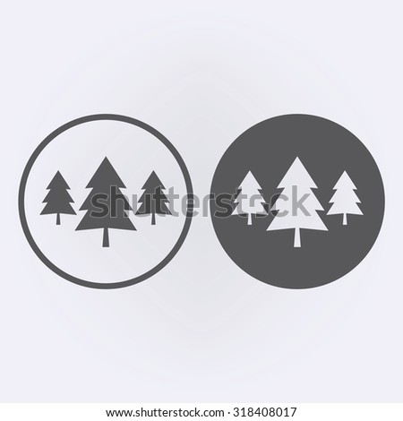 Tree icon in circle set . Vector illustration