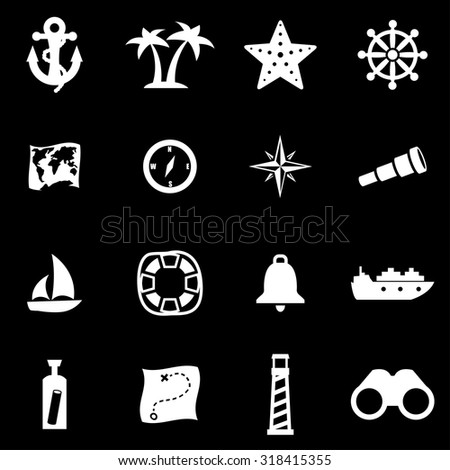 Vector white nautical icon set.
