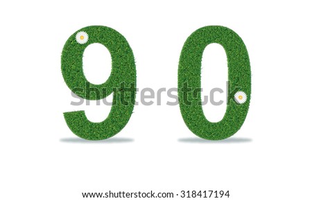 Grass numbers 9-0. Vector illustration