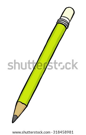 green pencil / cartoon vector and illustration, hand drawn style, isolated on white background.