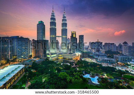 Kuala Lumpur, Malaysia city skyline. Royalty-Free Stock Photo #318465500
