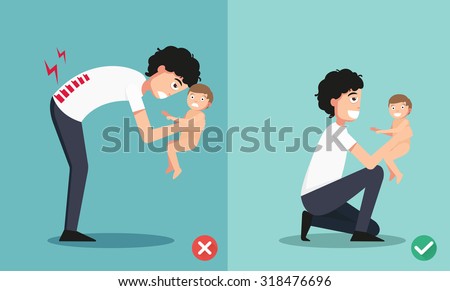 Best and worst positions for holding little baby illustration, vector
