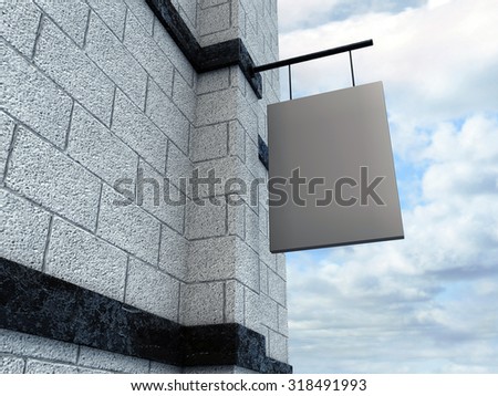 Empty metal signboard on a building