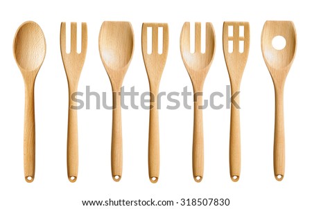Isolated Wooden Kitchen Utensils Royalty-Free Stock Photo #318507830