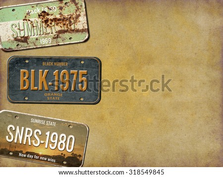 License plate. Old car number
