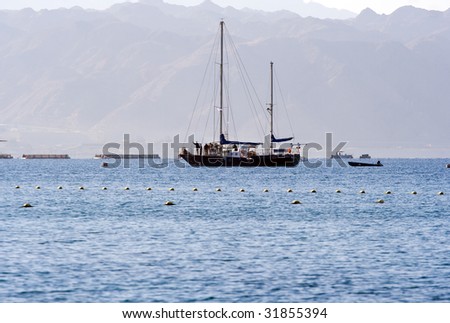 Sailing yaht on Red Sea