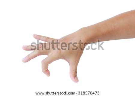 Asian female hand on the isolated background