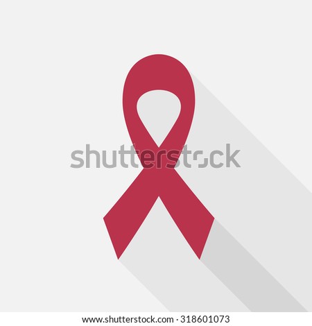 Flat style ribbon banner. Breast cancer awareness ribbon.