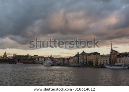 Old town (Gamla stan) with before sunset view at Stockholm city, Sweden.