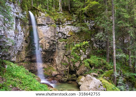 Sibli waterfall near Enterrottach at lake Tegernsee, Rottach-Egern, Bavaria, Germany