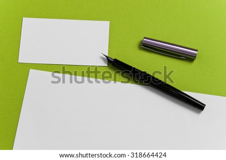 Template for branding identity. For graphic designers presentations and portfolios. Light green background. Photo. 