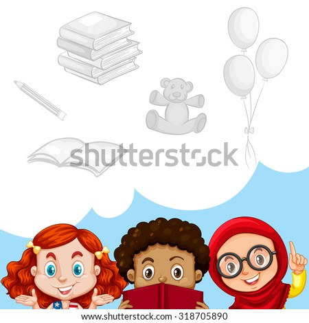 Children and other objects illustration
