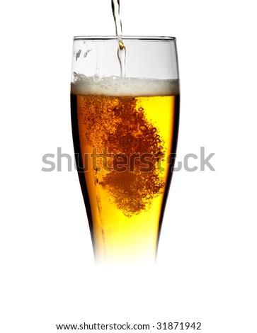 glass of beer isolated over a white background