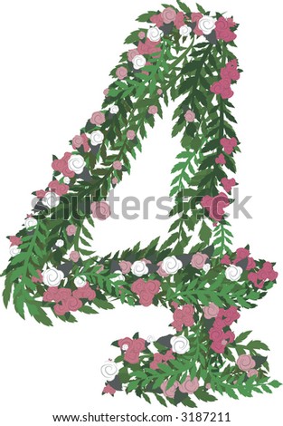 Illustration of a colorful rose number, with no gradients.